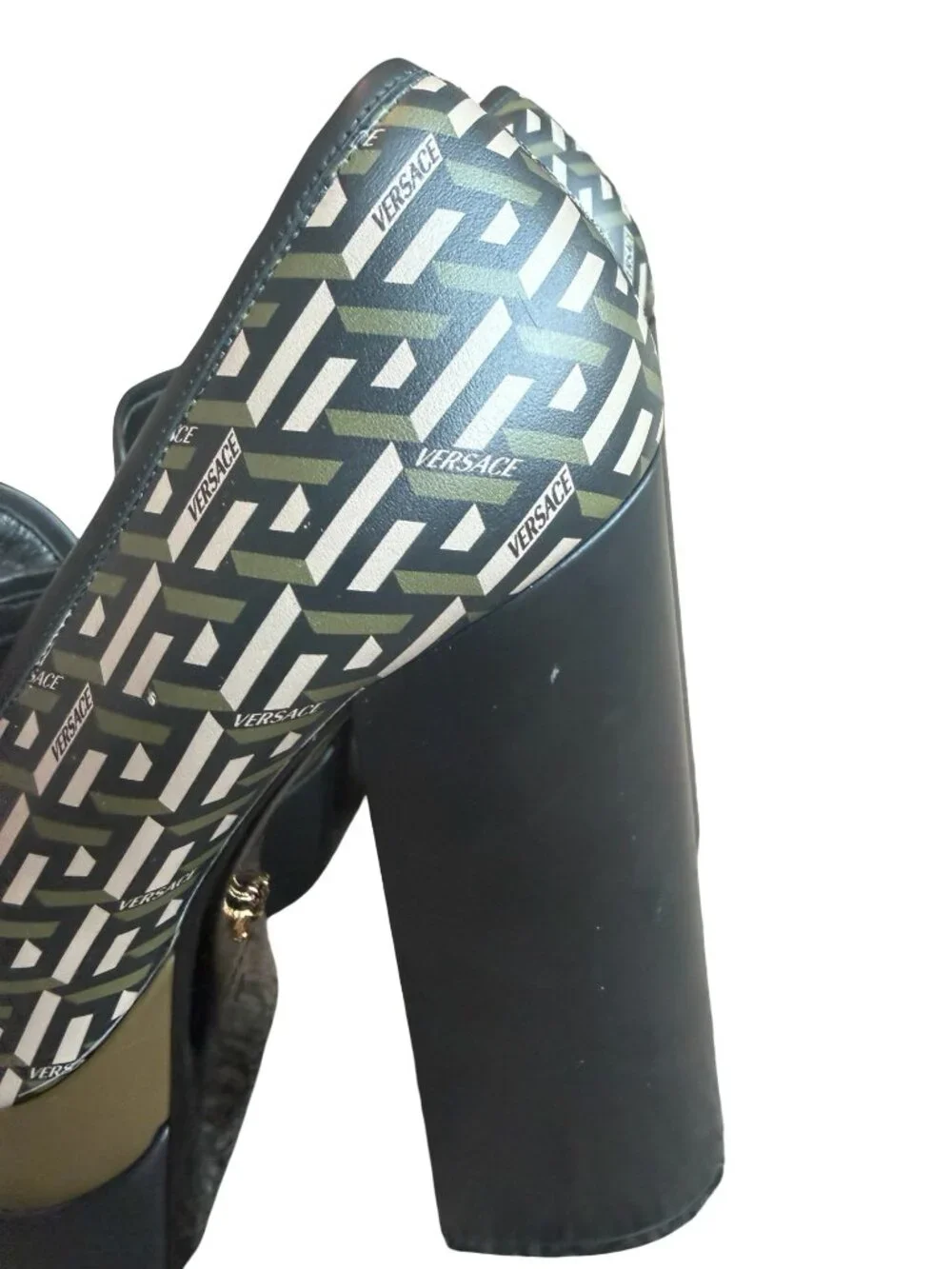 Versace La Greca Print Platforms Loafers Juno Gold Medusa Logo Designer Size 40